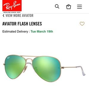 Ray Ban Aviator Flash Lenses: Gold Green Flash